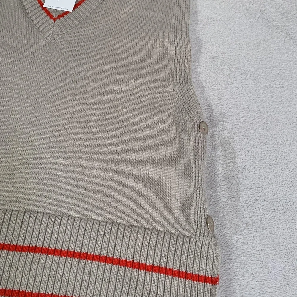 Sweet Lovely By Jen Sweater Vest Womens M/L Beige Taupe V Neck Striped Knit NEW - Picture 2 of 11